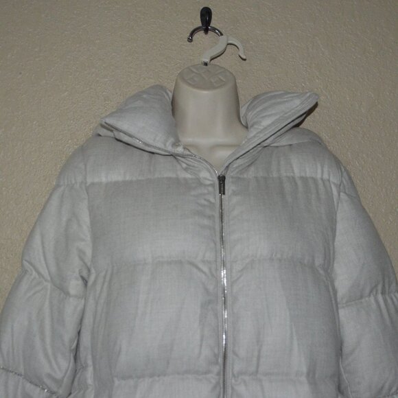 NWT $2099 Sz 42 S Peserico Beige Down Filled Monil Chain Detail Jacket Coat - Picture 4 of 10
